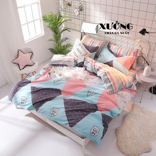 Bộ vỏ chăn ga gối poly cotton tam giác nhiều màu (ảnh cận chất)