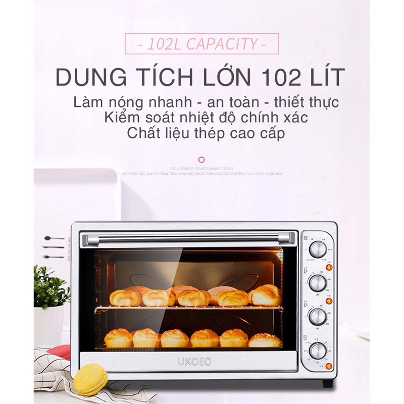 Lò nướng ukoeo 102L - sẵn hàng