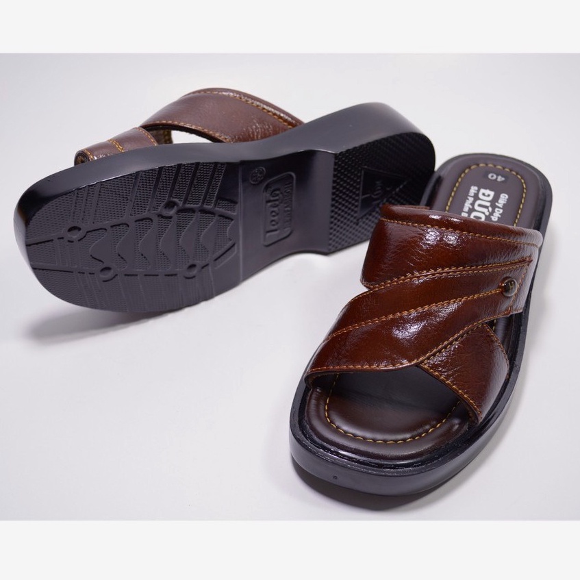 Dép Nam Quai Ngang Trung Niên Da Bò Cao Cấp