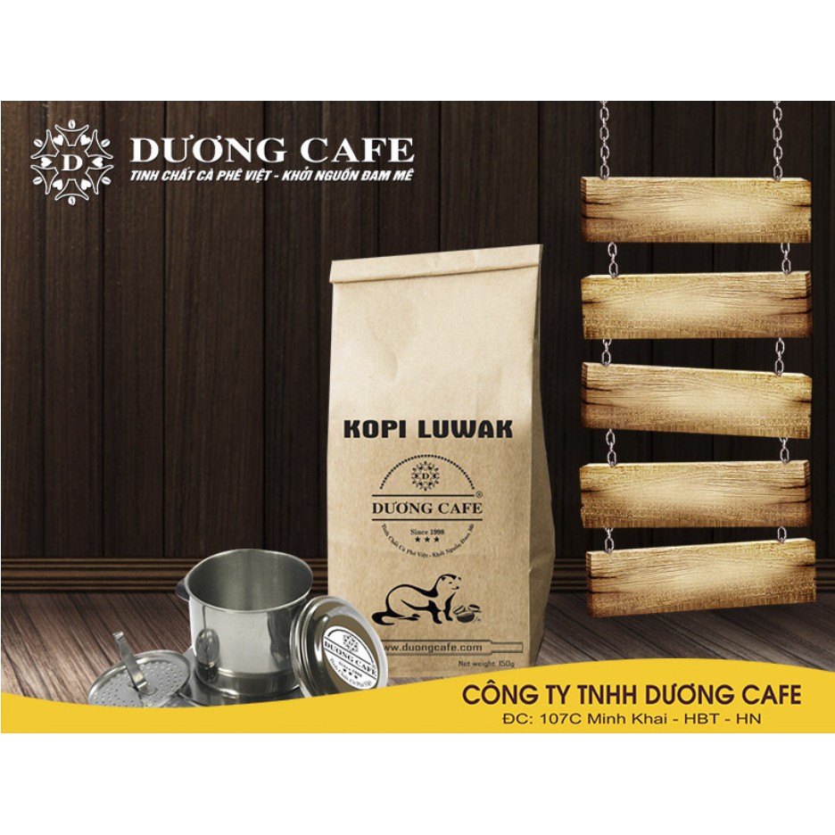 CÀ PHÊ CHỒN KOPI LUWAK rang xay nguyên chất  -200g/gói - Thức uông thượng hạng - DƯƠNG CAFE