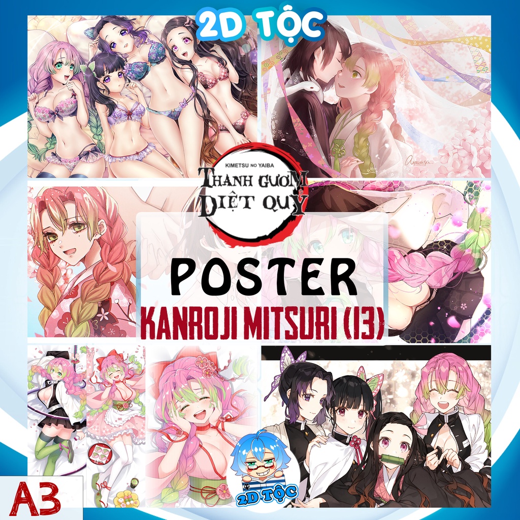 Tranh poster A3 Kanroji Mitsuri (13) Anime Kimetsu No Yaiba chất liệu giấy cao cấp - 2D Tộc Shop