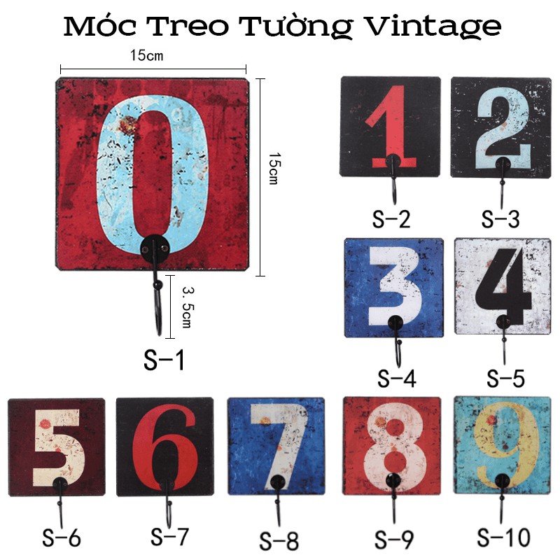 Móc Số Gỗ Treo Tường Trang Trí - Vintage