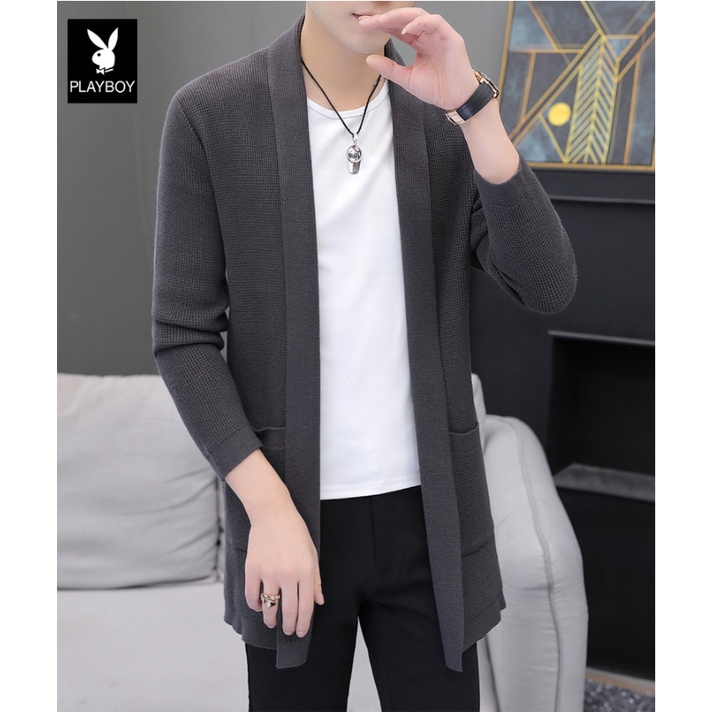 Áo choàng len cardigan nam dáng hàn quốc chất liệu mềm mịn co giãn