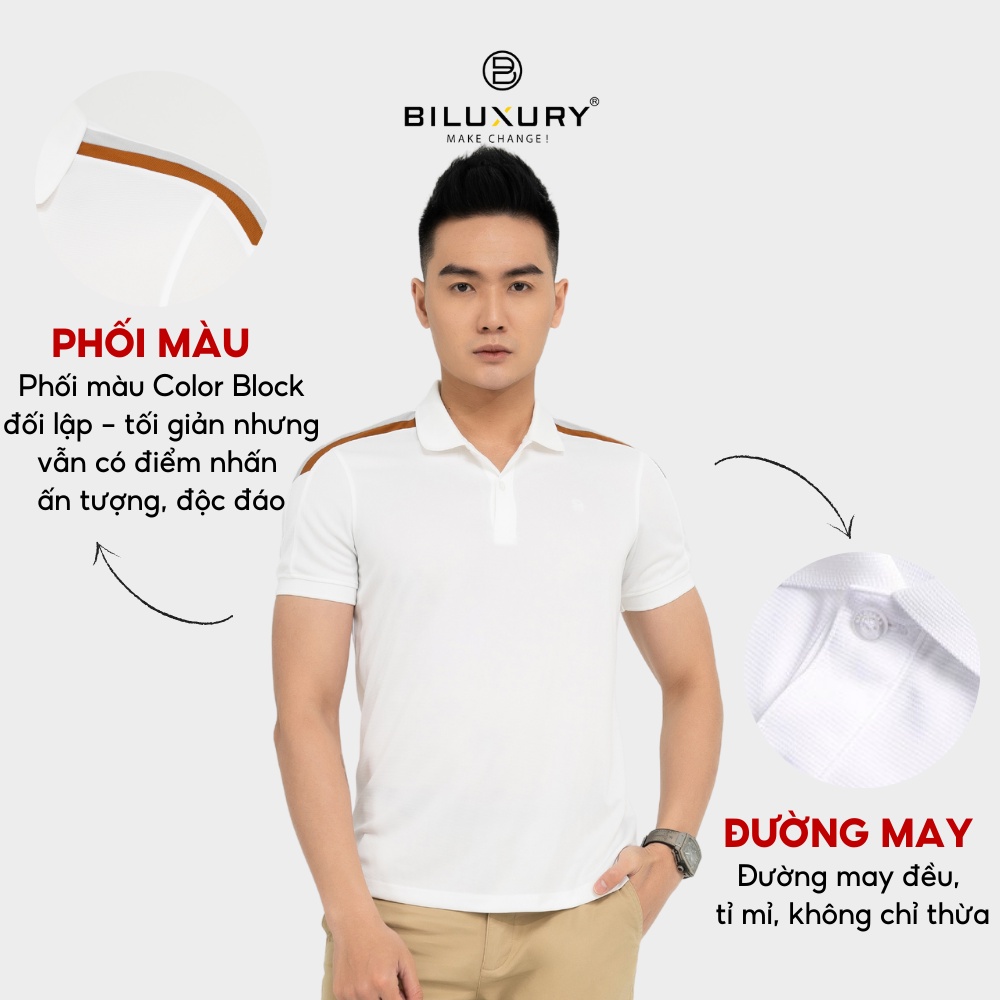 Áo polo nam thun có cổ Biluxury vải coolmax mắt chim cao cấp thiết kế Color Block độc đáo 5APCT024