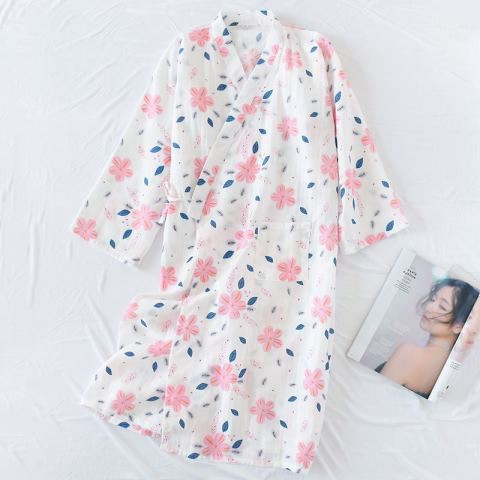 Áo choàng ngủ kiểu Kimono tay dài chất liệu Cotton thời trang mùa hè phong cách Nhật Bản cho nữ | BigBuy360 - bigbuy360.vn