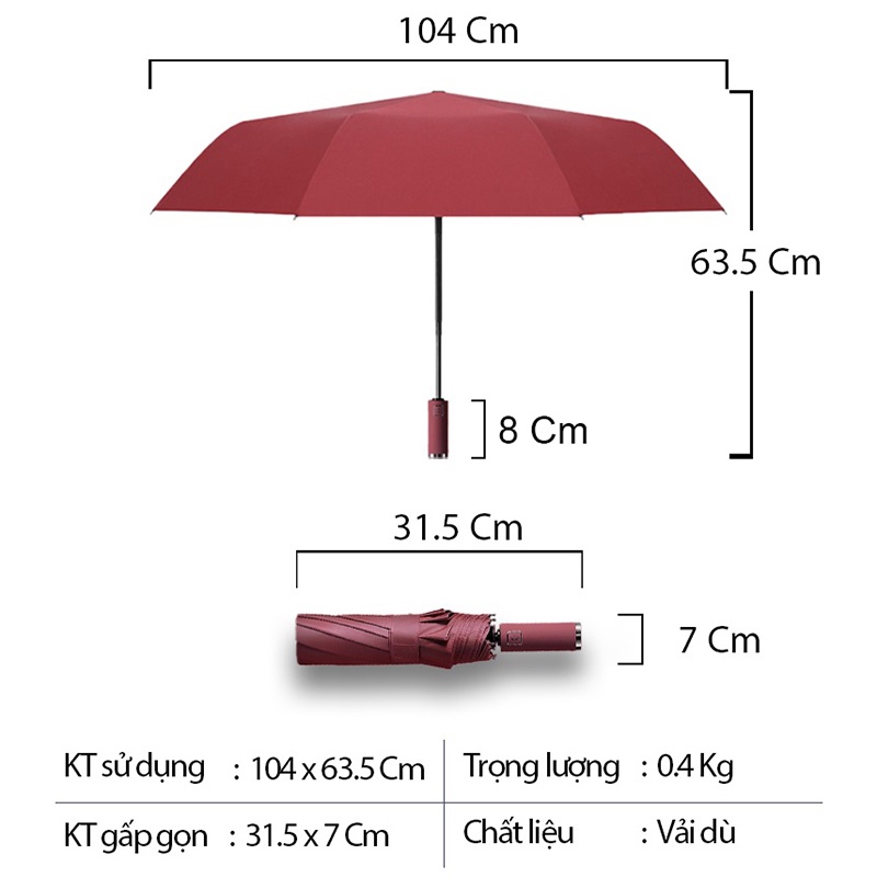 Ô dù che mưa - Cỡ lớn tự động đóng mở, gấp gọn tiện lợi - Nhiều màu sắc lựa chọn - Chính hãng NIKITA