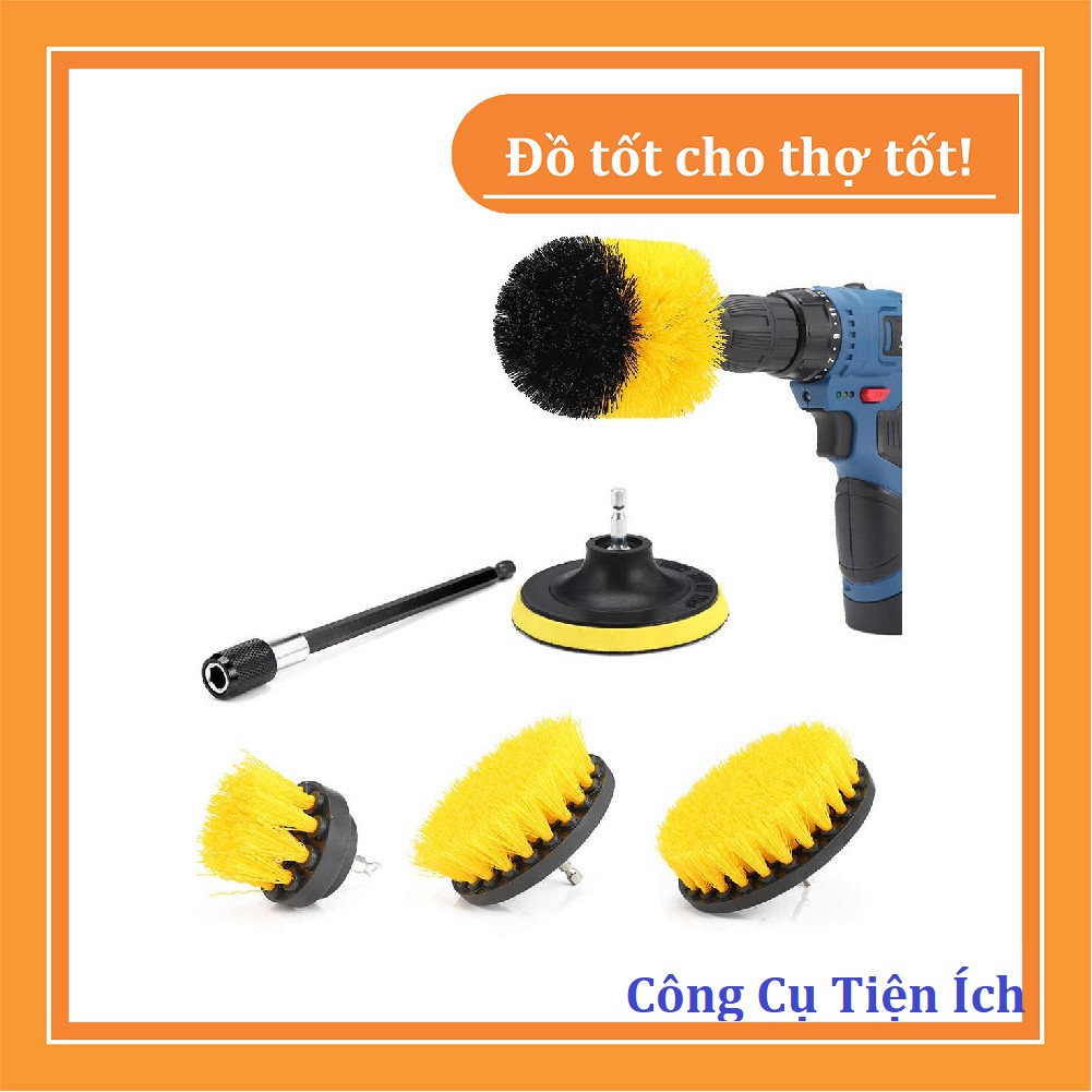 Bộ 3 bàn chải gắn máy khoan cầm tay để vệ sinh nhà cửa, rửa xe, cọ sàn nhà...