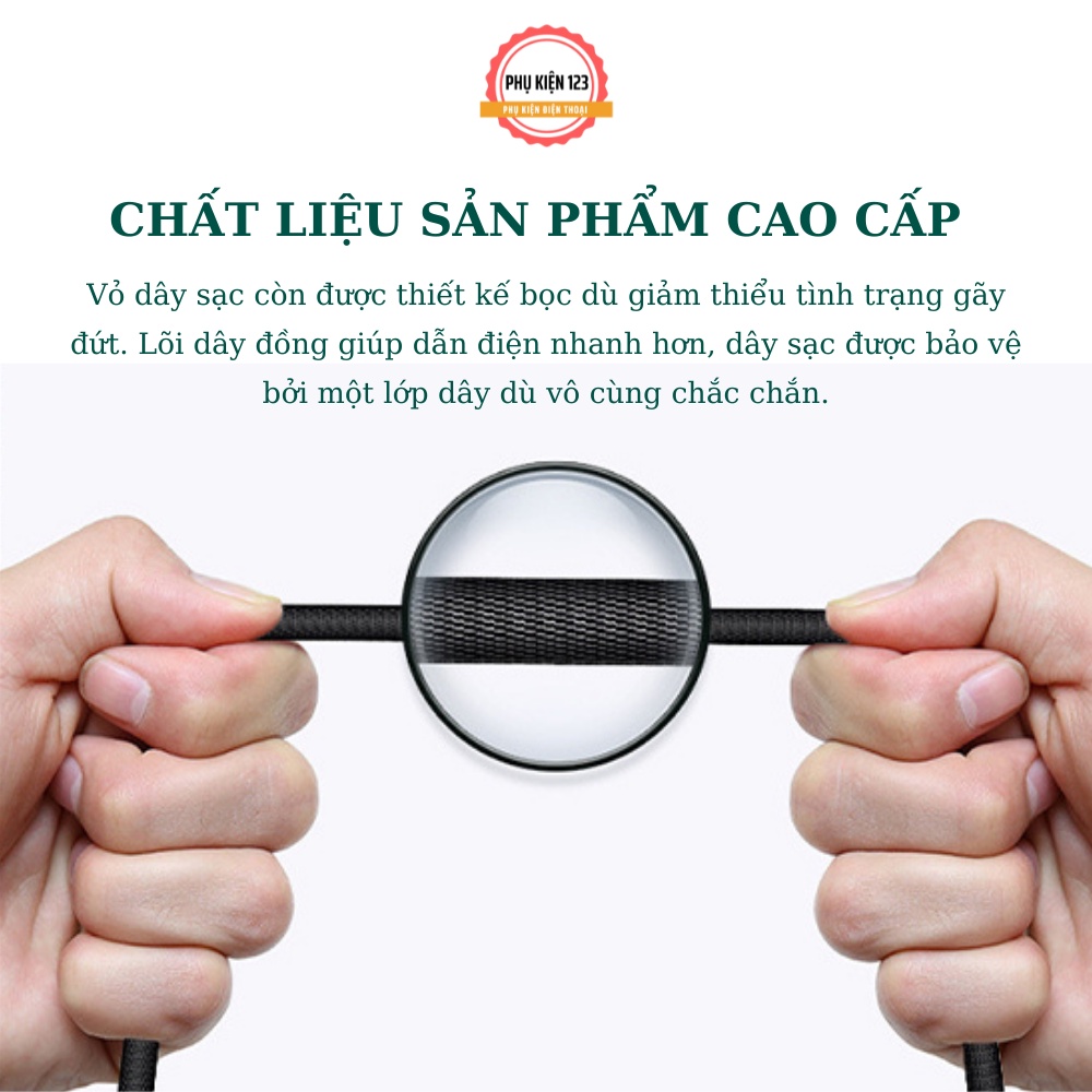 Dây cáp sạc nhanh WEKOME WDC180 chân sạc tương thích Type c - LN chất liệu dây dù tích hợp sạc nhanh 6A