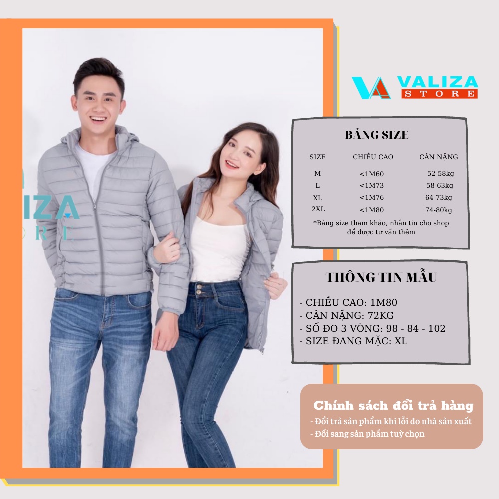 Áo khoác phao nam nữ hàn quốc có mũ lót lông Quảng Châu cao cấp 2021 VALIZA AK02