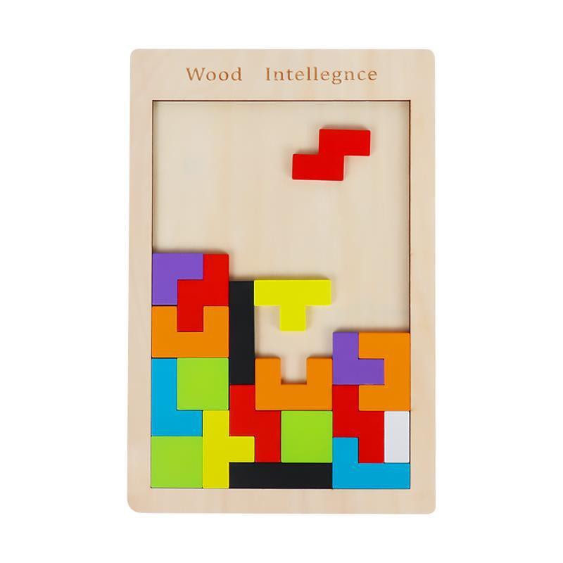 Đồ Chơi Xếp Hình Lắp Ráp Montessori Bằng Gỗ Tetris Cho Bé (40 miếng)