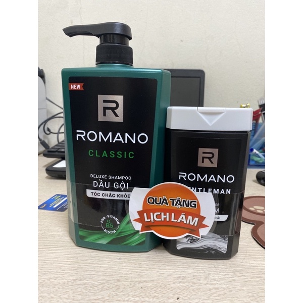 Dầu gội đầu Romano Classic tóc chắc khoẻ 650g tặng kèm sữa tắm Romano 150g