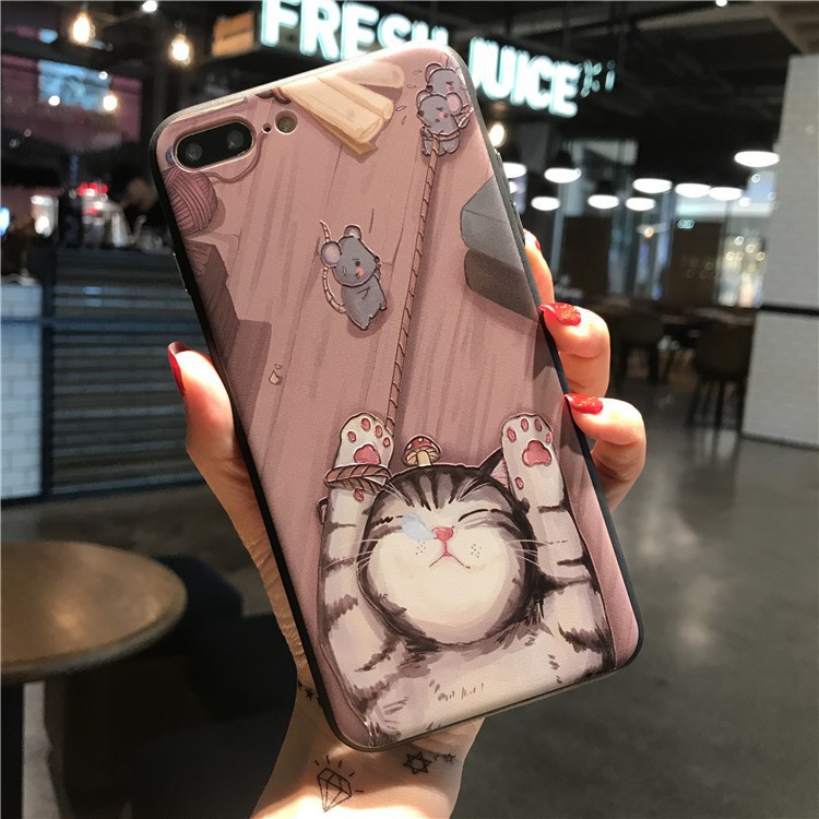 [ IPHONE ] Ốp Lưng Silicon Chó Mèo - D050