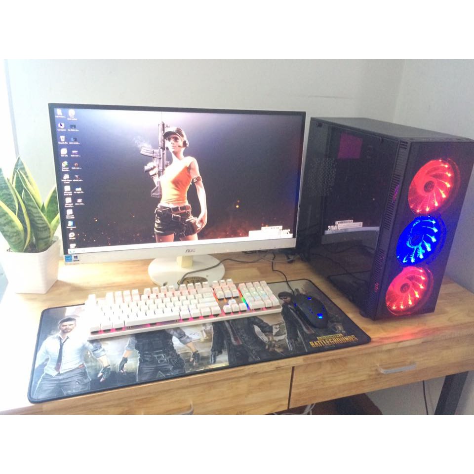 Bộ máy tính để bàn case đèn led tặng kèm phím cơ thật xịn | BigBuy360 - bigbuy360.vn