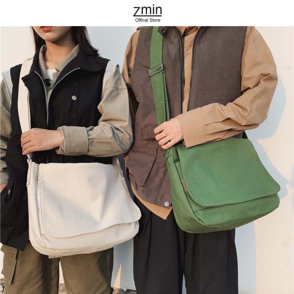Túi đeo chéo nam nữ thời trang unisex Zmin, chất liệu vải canvas cao cấp mềm mịn - T067