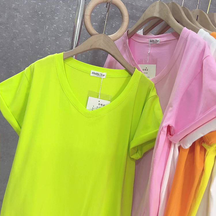Áo thun nữ trơn cổ tim form dài dấu quần, Áo phông ngắn tay dáng rộng AT1128 - NhiNhiShop | BigBuy360 - bigbuy360.vn