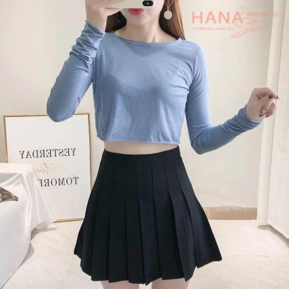 Chân váy tennis xếp ly ngắn xòe bản to màu đen có quần trong cạp lưng chun cao - Chất vải Umi dày dặn co giãn thể thao | BigBuy360 - bigbuy360.vn