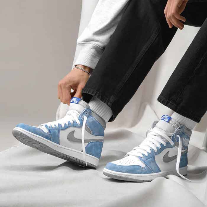 Giày Jordan 1 Cổ Cao  Giày Sneaker Xanh Loang Hyper Hàng Loại Đẹp Full Box Bill 2022