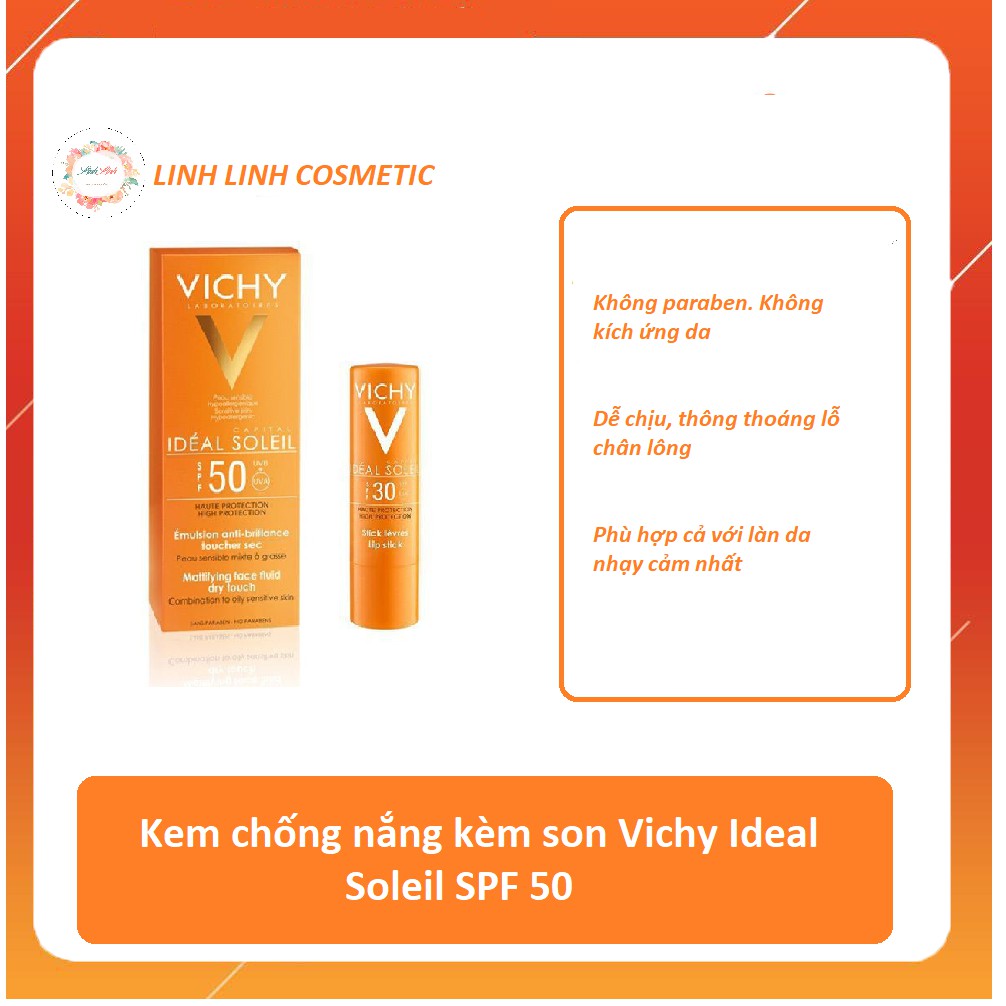 50ml mẫu mới - (tặng kèm mặt nạ) KEM CHỐNG NẮNG Vichy Ideal Soleil Spf 50