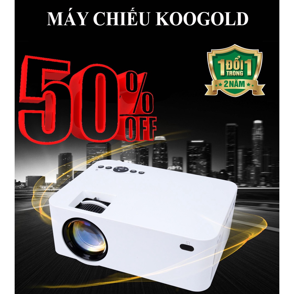 Máy chiếu thông minh Koogold đa chức năng Kết nối trực tiếp điện thoại bằng wifi Bluetooth, Kiểu dáng nhỏ gọn