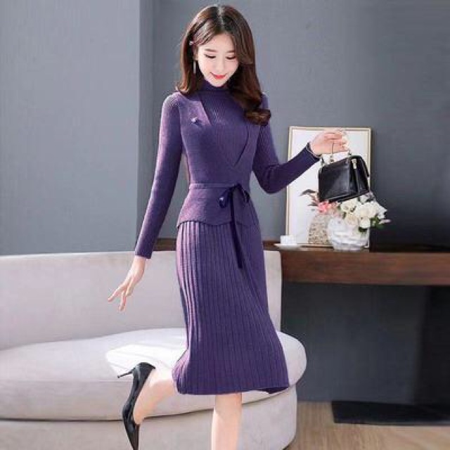 Set đầm len nữ cao cấp thiết kế rời 2 mảnh, kiểu dáng thanh lịch, màu sắc trẻ trung NV0436
