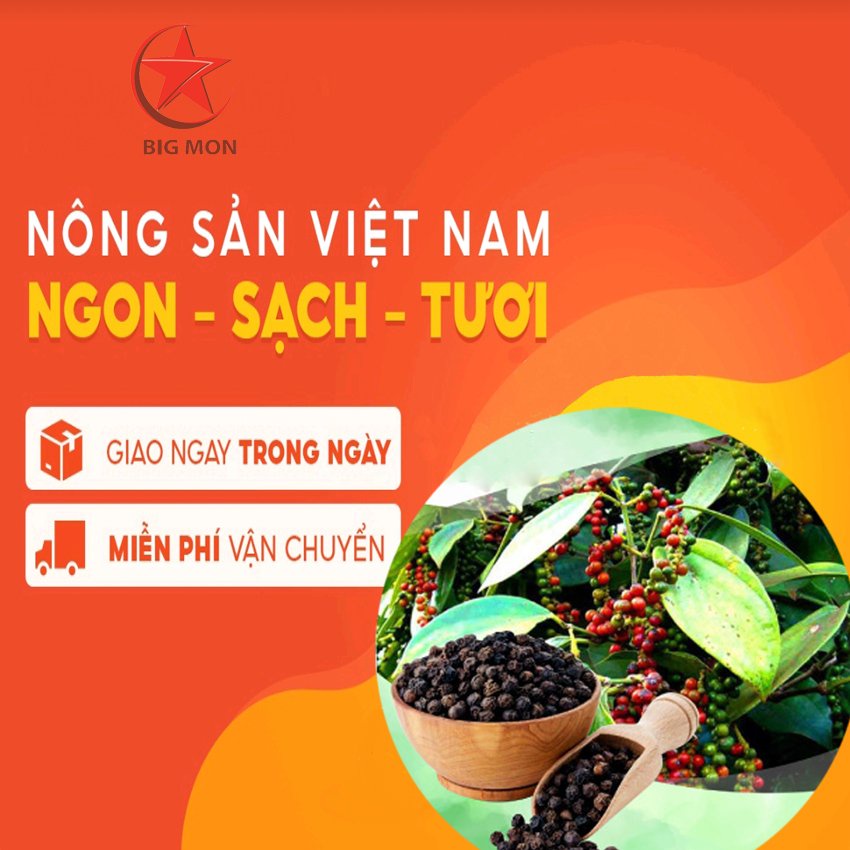 Hạt Tiêu Đen Nguyên Hạt ĐăkLăk - 1Kg- Chắc Hạt To Tròn Đều Sạch Sẽ -Bigmon