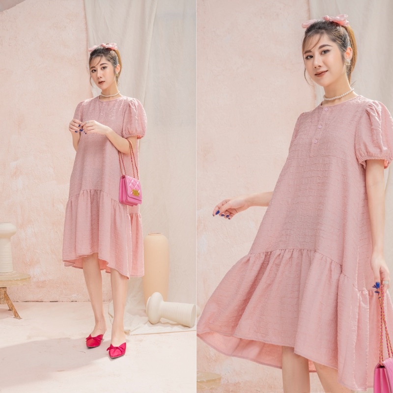 Đầm đuôi cá dáng suông, đầm nhăn đuôi cá