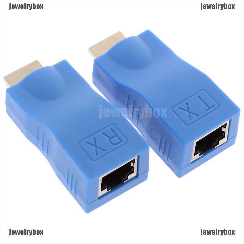 {jewelry box}2pcs 1080P HDMI Extender to RJ45 Over Cat 5e/6 Network LAN Ethernet Adapter Blue | BigBuy360 - bigbuy360.vn