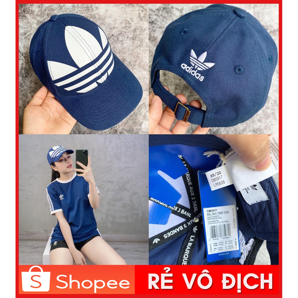 ⚡️ [  FREESHIPING  ] Mũ / Nón thể thao Adidas RELAXED BIG TREFOIL HAT - Navy | CM3917 / HÀNG XUẤT DƯ XỊN | SẴN HÀNG