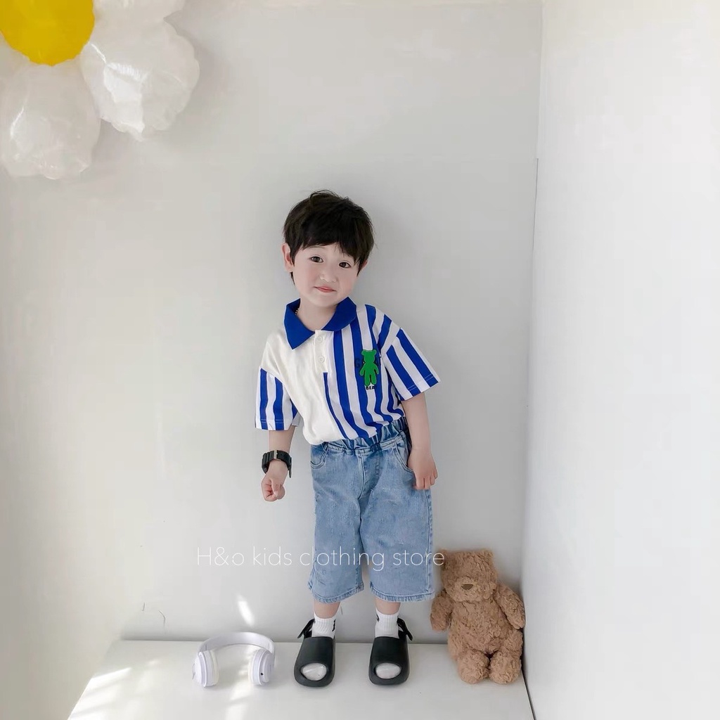 Bộ quần áo polo bé trai kiểu dáng Hàn Quốc, Set bộ bé trai diện đi học đi chơi năng động dễ thương BKS566