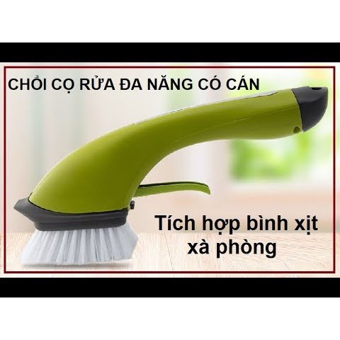 Chổi cọ rửa nhà bếp, nhà tắm tay cầm chắc chắn tích hợp bình xịt xà phòng, đánh bật vết bẩn cứng đầu, SIÊU KHUYẾN MÃI