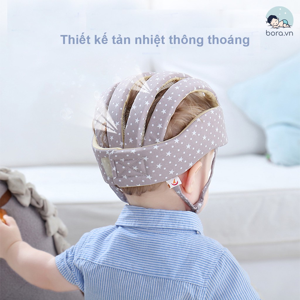 Mũ bảo hiểm cho bé tập bò, tập đi, siêu nhẹ, siêu thoáng, điều chỉnh theo kích thước vòng đầu