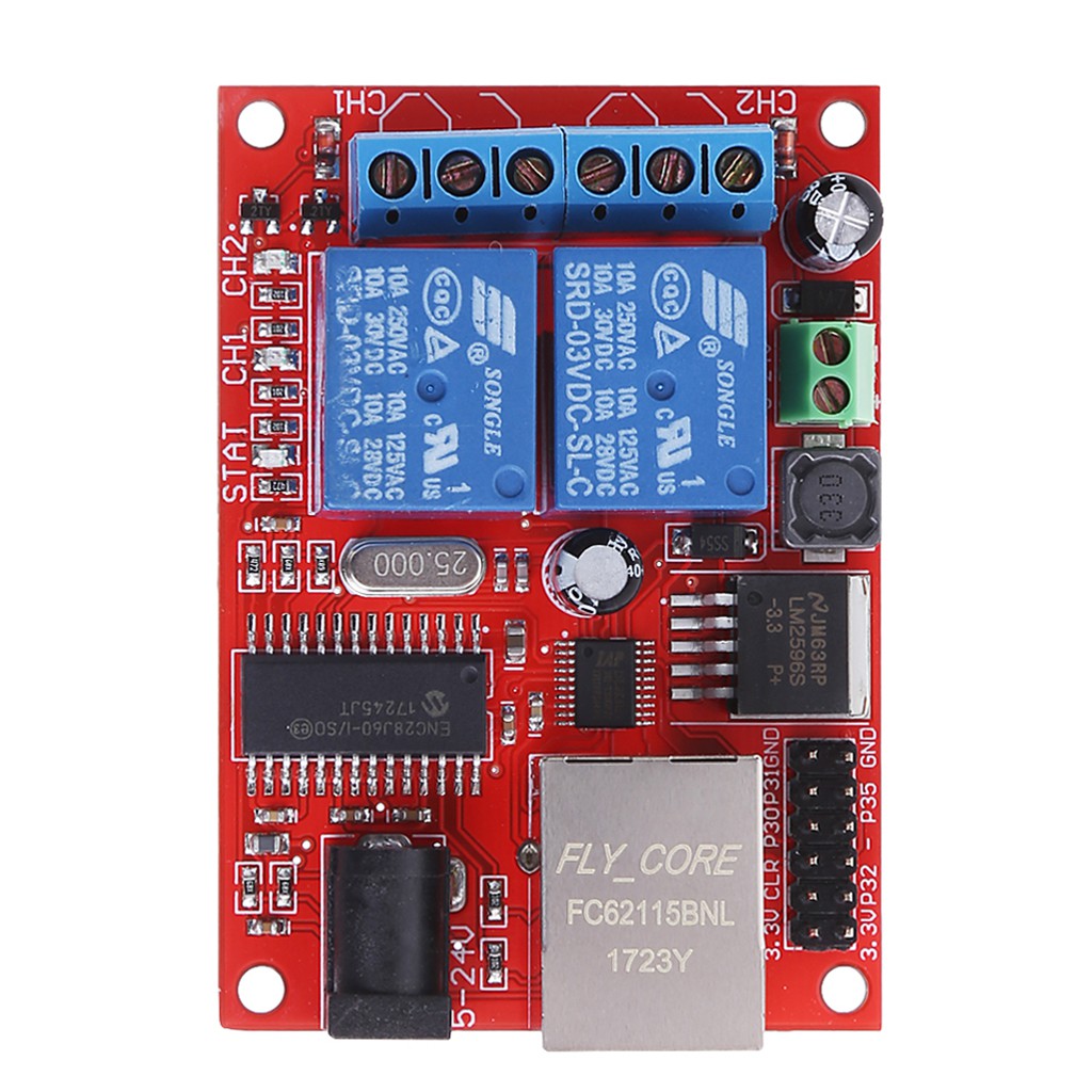 LAN Ethernet 2 Way Relay Board Delay Switch TCP/UDP Controller Module WEB Server