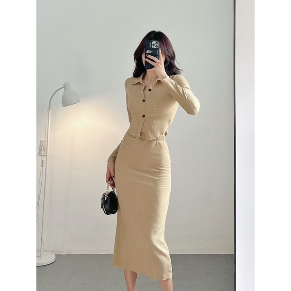 Set áo tay dài + chân váy