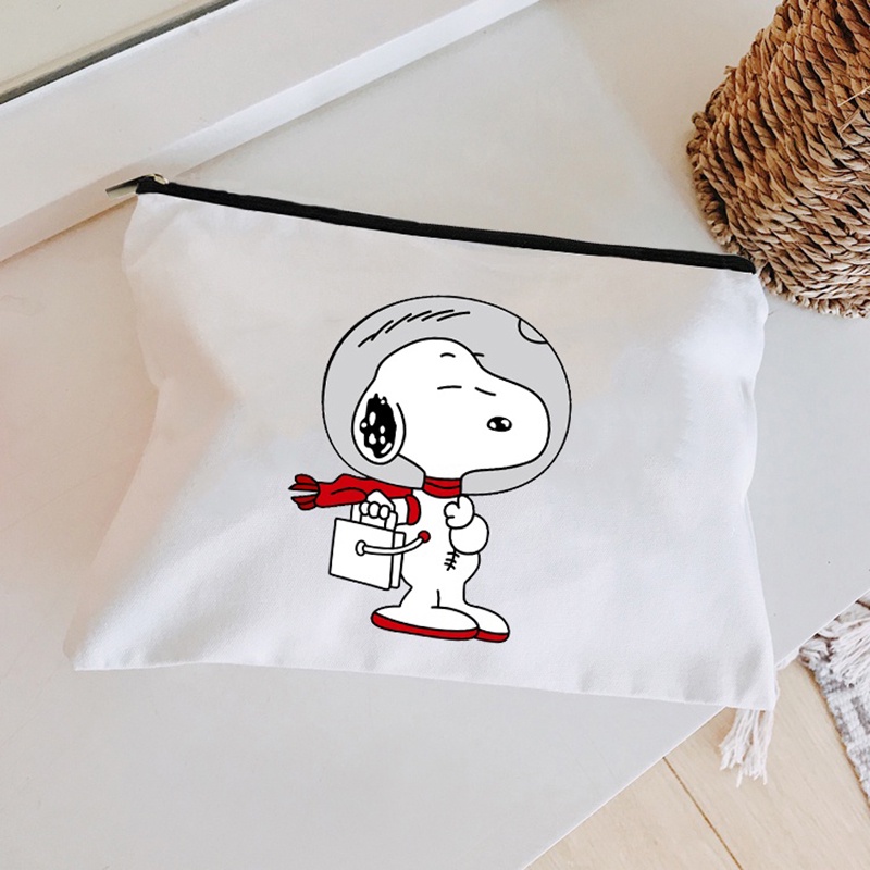 Túi Đựng Bút Bằng Vải canvas In Họa Tiết snoopy Dễ Thương Tiện Dụng Dành Cho Học Sinh