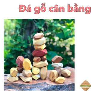 Bộ đá gỗ xếp chồng, màu gỗ tự nhiên