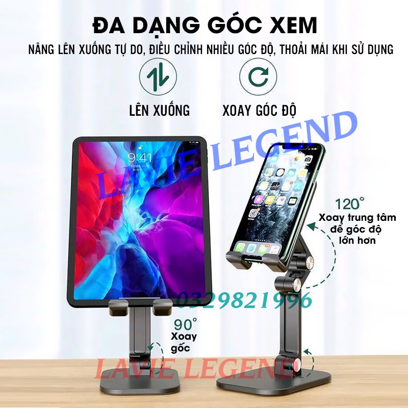 Giá đỡ điện thoại giá đỡ máy tính bảng cao cấp để bàn gấp gọn dùng livestream học online, xem phim