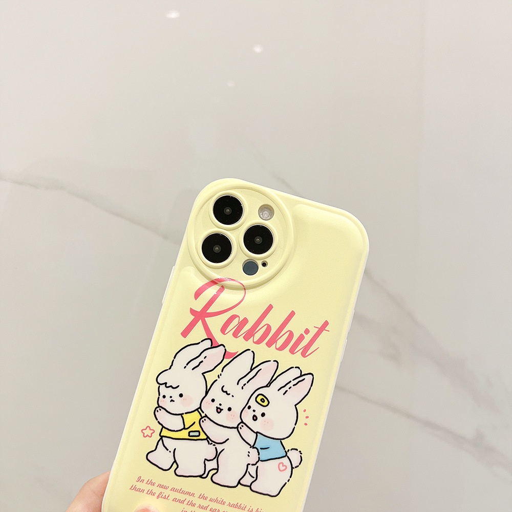 Ốp Điện Thoại tpu Dẻo + Silicon In Hình Thỏ Đáng Yêu Cho iphone 11 12 13 pro max mini XR XS 7 8 plus
