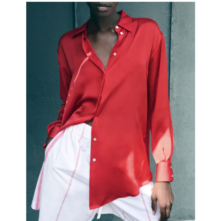 Zara Áo Sơ Mi Tay Dài Vải Lụa Thời Trang Mùa Hè