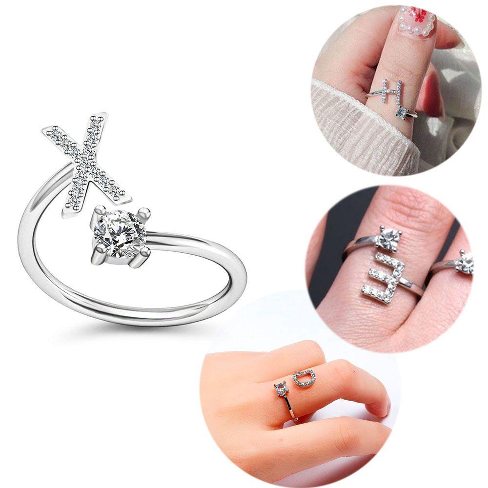 Nhẫn Khắc Chữ MIH Lấp Lánh Thời Trang Cho Nữ|26 Chữ Cái 26 Chữ Cái