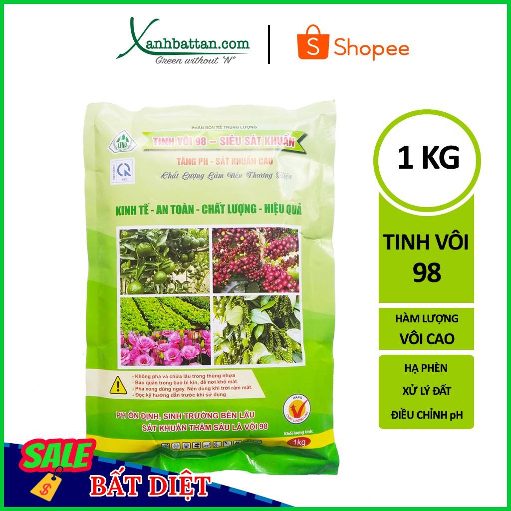 Tinh Vôi Siêu Sát Khuẩn, Khử Trùng Và Xử Lý Đất Trồng Gói 1 Kg