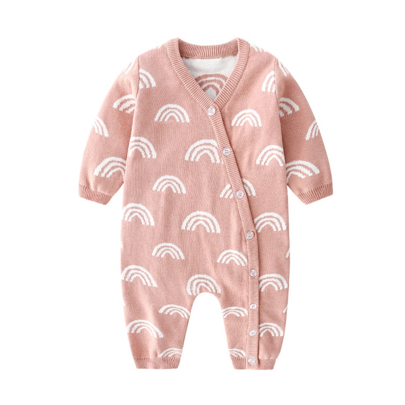Bộ Áo Liền Quần Bằng Cotton Dệt Kim Thời Trang Thu Đông Cho Bé Sơ Sinh