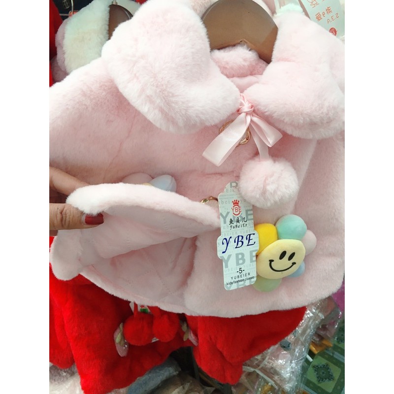 Áo choàng lông hình bông hoa cao cấp cho bé 8-16kg