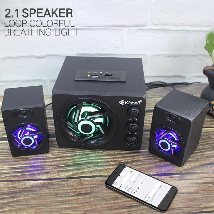 Loa vi tính 2.1 kiêm Bluetooth USB thẻ nhớ Kisonli TM-8000A led RGB (Màu ngẫu nhiên)