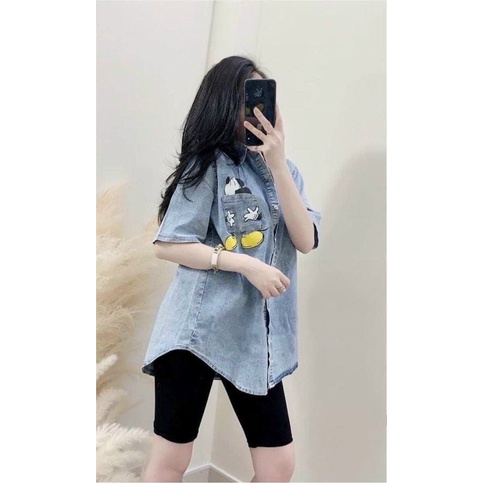 Sét sơ mi jean mickey + Ngố