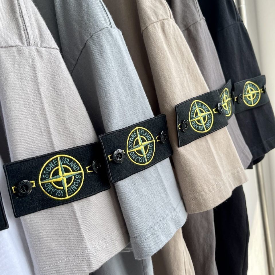 Stone island Áo Thun Nam Tay Ngắn Cổ Tròn Dáng Rộng Phong Cách Âu Mỹ