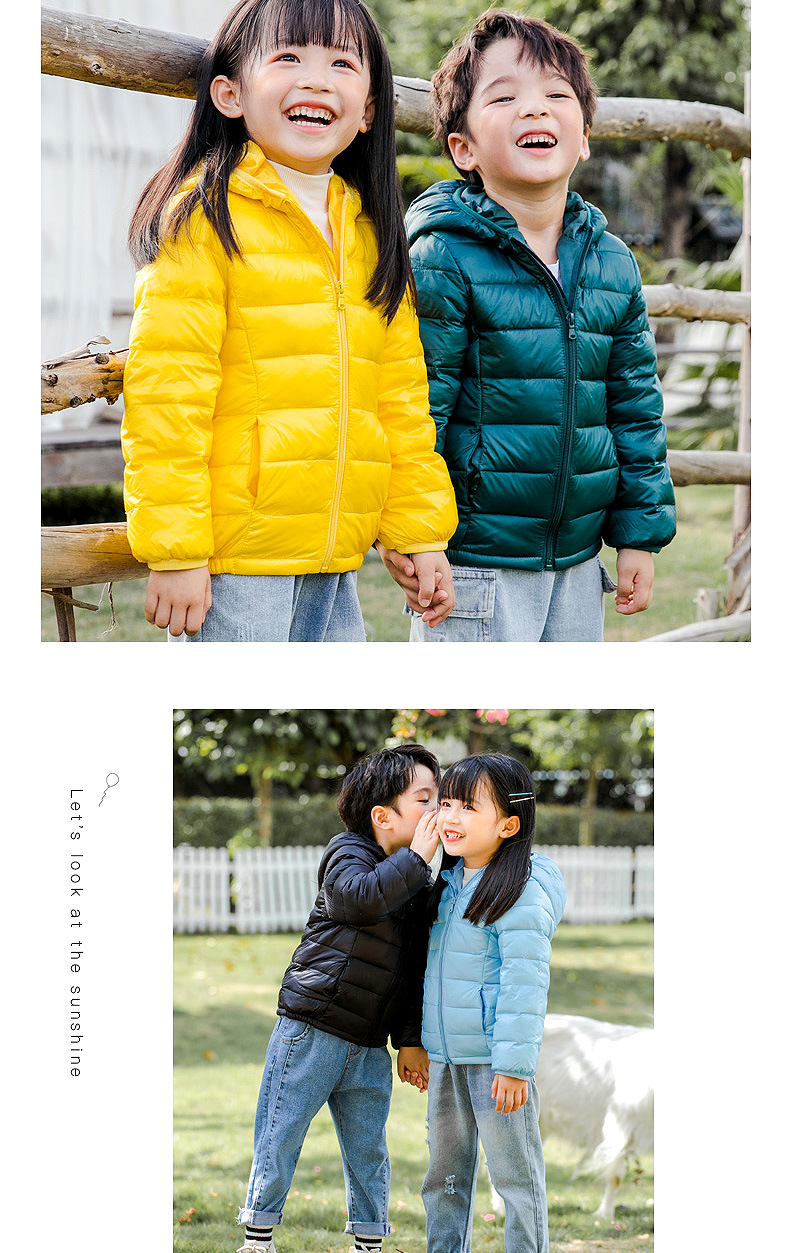 2020 Autumn Winter Children Lightweight Down Jacket Boys and Girls Baby 90% White Duck Down Hooded Sportswear Warm Velvet Solid