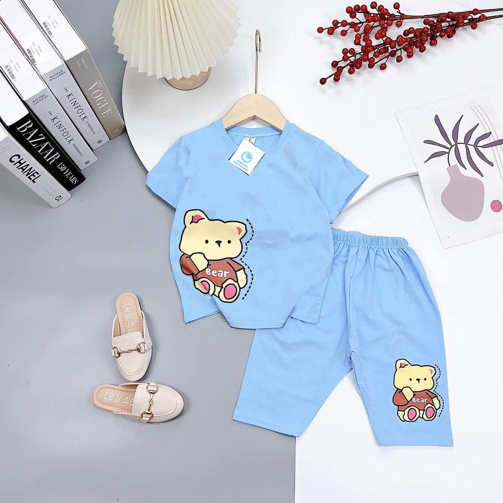 Bộ đồ bé gái,bộ đồ lửng cho bé gái in hình gấu BE ER đáng yêu chất vải co giãn 4 chiều cho bé từ 8kg đến 25kg