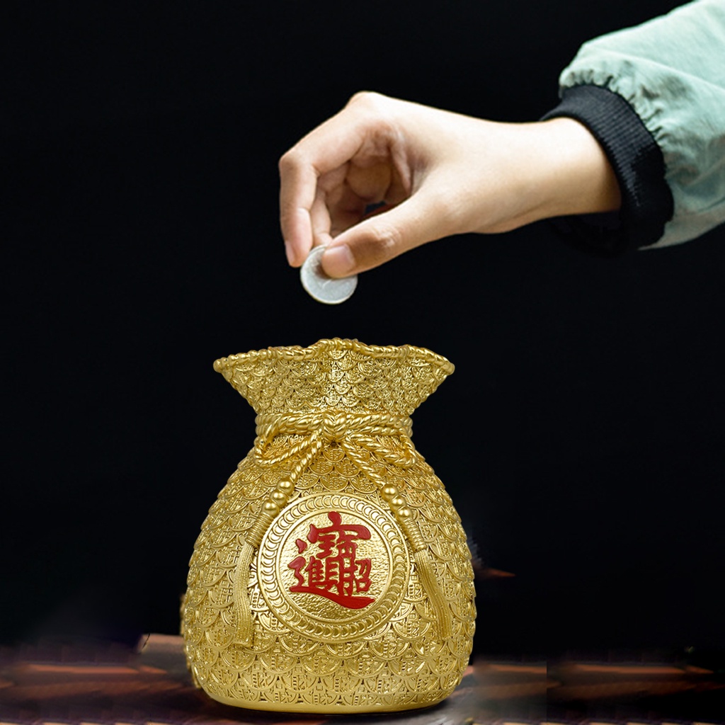 Bình hoa nhựa resin hình dạng túi tiền phong thủy dùng làm quà tặng thời thượng