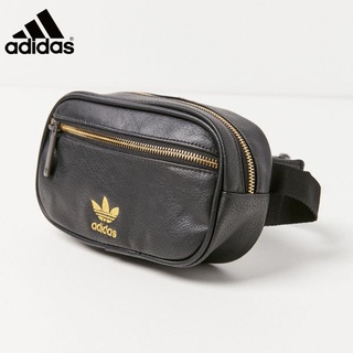Adidas high quality leather waist strap bag double sports chest men's bag women's bag black and white strap shoulder bag waist bag