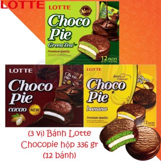 Bánh Lotte Chocopie hộp 336 gr (12 bánh) 3 vị